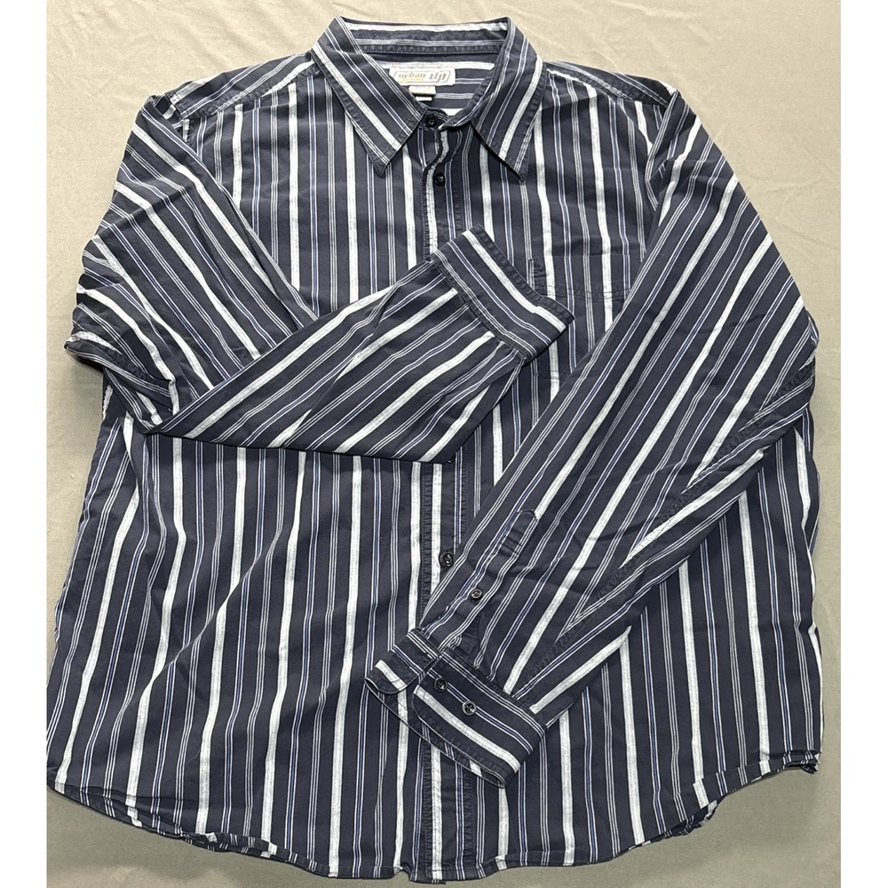 Urban Pipeline Button Up Dress Shirt, Size 2Xl, Blue Stripe